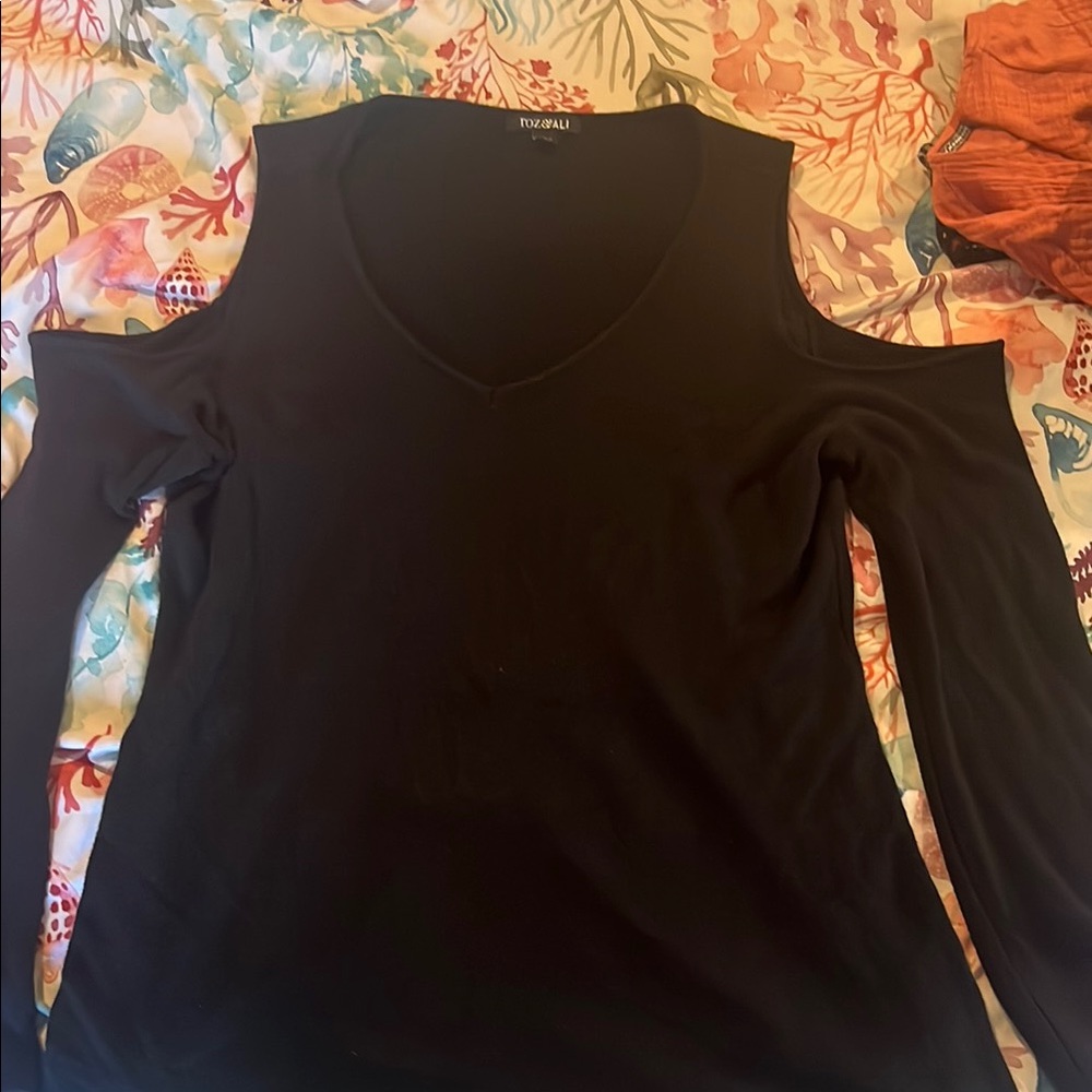 Women's Black Cold Shoulder Top